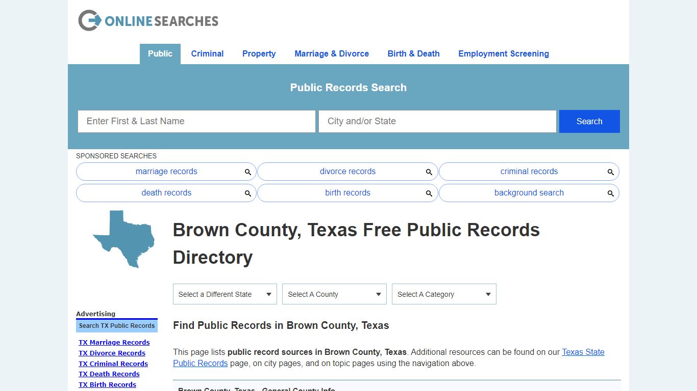 Brown County, Texas Public Records Directory