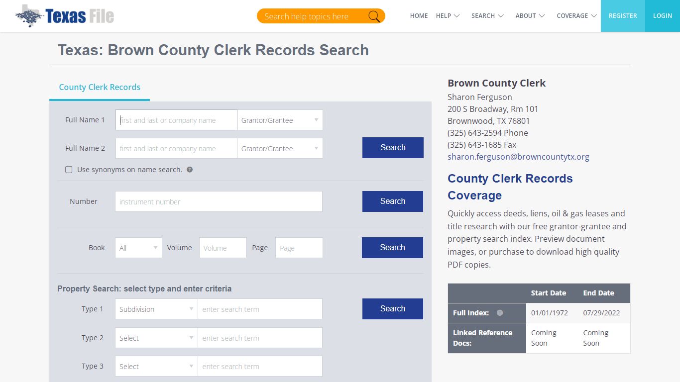 Brown County Clerk Records Search | TexasFile